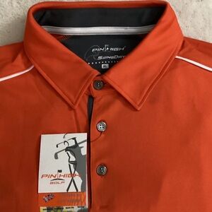 NEW Pin High Men’s Golf Shirt CoolDry Performance Polo Style Size XL Orange